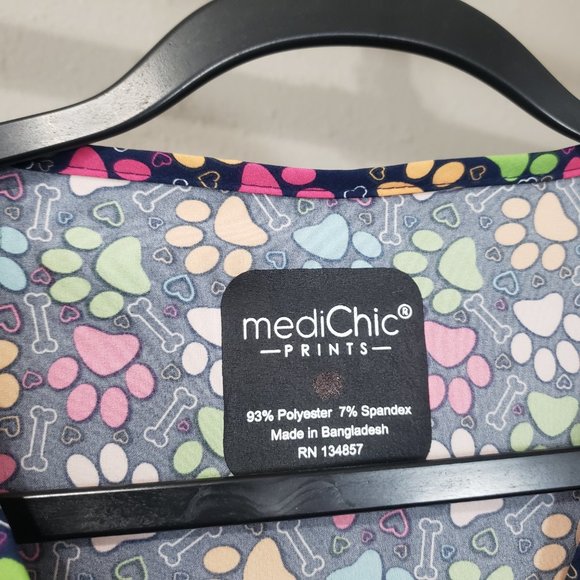 MediChic Paw Print Multicolor Scrub Top 2X - Picture 4 of 10